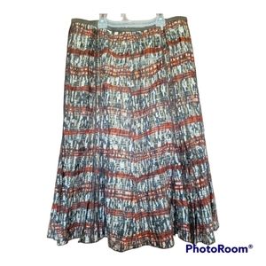 Beautiful NWT $141 Nic‎ + Zoe Tan Full Boho Dressy Skirt - Size 4 Pleated Lined